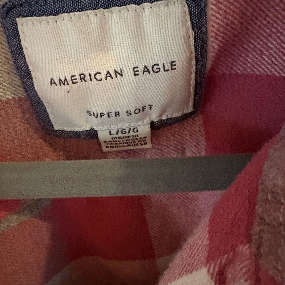 3 FLANNEL PLAID BUTTON DOWN TOPS/SHACKETS! -AMERICAN EAGLE, AE, HOLLISTER... - Picture 3 of 5